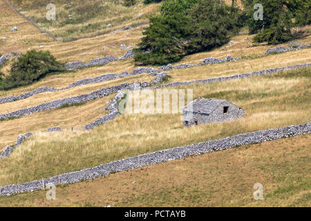 CONISTONE, Yorkshire/UK - Luglio 27 : vista di una pietra abbandonati fienile vicino Conistone nello Yorkshire sulla luglio 27, 2018 Foto Stock