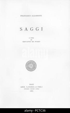 Algarotti - Saggi, 1963 - 1729548. Foto Stock