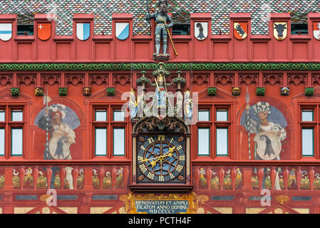 Municipio di Basilea, la piazza del mercato, old town Grossbasel, Basilea, il Cantone di Basilea Città, Svizzera Foto Stock