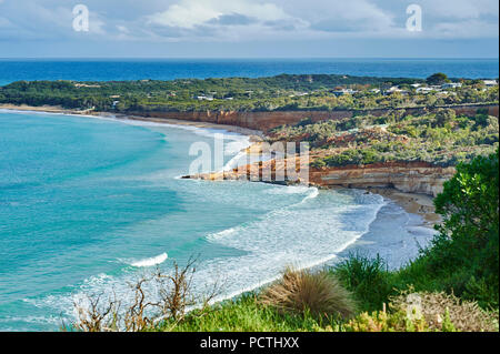 Il paesaggio costiero, Anglesey Beach, molla, Great Ocean Road, Victoria, Australia, Oceania Foto Stock