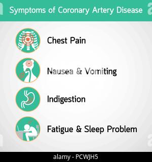 I sintomi della malattia delle arterie coronarie vettore icona logo illustrazione Illustrazione Vettoriale
