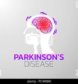 Malattia di Parkinsons design icona, medical logo. Illustrazione Vettoriale Illustrazione Vettoriale