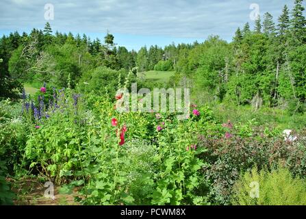 Una vista dal Green Gables House area sul timpano verde campo da Golf, Cavendish, Prince Edward Island, Canada. Foto Stock