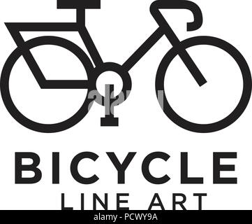 Illustrazione della bicicletta line art logo del modello di progettazione Illustrazione Vettoriale