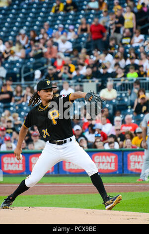 Pittsburgh, PA, Stati Uniti d'America. Il 3 agosto, 2018. Chris Archer ha fatto il suo debutto come un bricco per il Pittsburgh Pirates al PNC Park, in una partita contro il St. Louis Cardinals. I pirati hanno vinto, 7-6. Credito: Amy Cicconi, Alamy Live News Foto Stock