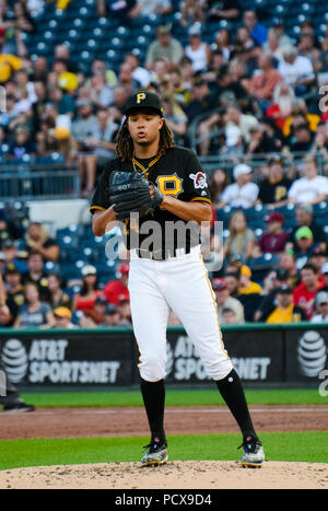 Pittsburgh, PA, Stati Uniti d'America. Il 3 agosto, 2018. Chris Archer ha fatto il suo debutto come un bricco per il Pittsburgh Pirates al PNC Park, in una partita contro il St. Louis Cardinals. I pirati hanno vinto, 7-6. Credito: Amy Cicconi, Alamy Live News Foto Stock