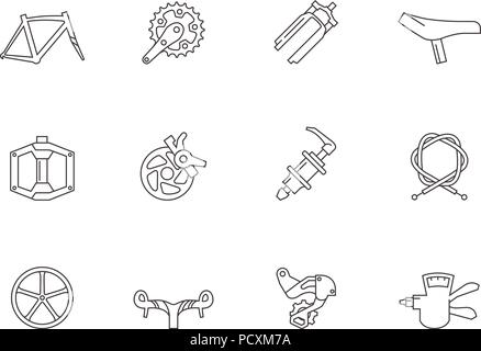 Delineare le icone - parti di biciclette Illustrazione Vettoriale