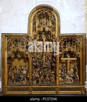 Altare retablo con scene della Passione, Jan Borman il giovane, Bruxelles, c. 1520, rovere, Foto Stock