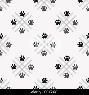 Paw stampa perfetta. Tracce di Cat Modello di tessili. Vector seamless Illustrazione Vettoriale