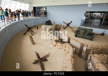 Le difese di un display in Utah beach D-Day Museum, Normandia, Francia. Foto Stock