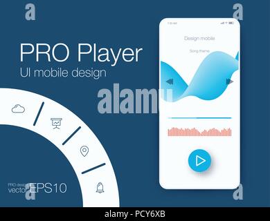UX audio player templates Illustrazione Vettoriale