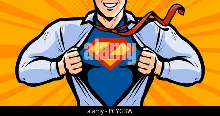 Supereroe. Illustrazione Vettoriale nello stile fumetto pop art Illustrazione Vettoriale