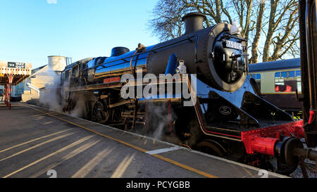 75014 Braveheart in piedi a Paignton stazione sul Dartmouth Steam Railway nel sole invernale Foto Stock