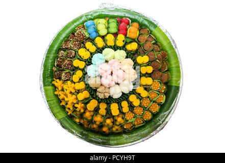 Thai dessert cestello, vista piana sul tavolo. Foto Stock