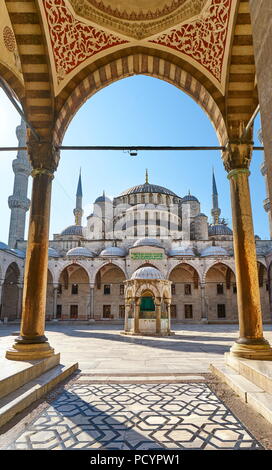La Moschea Blu, Sito Patrimonio Mondiale dell'UNESCO, Istanbul, Turchia Foto Stock