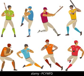 I giocatori di baseball. Sport concept. Fumetto illustrazione vettoriale Illustrazione Vettoriale