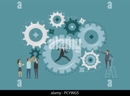 Infografico Business. Il lavoro di squadra e la collaborazione, il concetto di lavoro. Illustrazione Vettoriale Illustrazione Vettoriale
