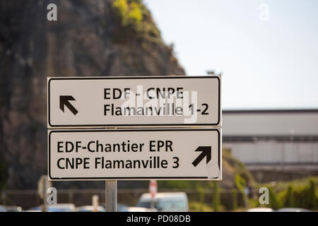 Costruzione di Flamanville 3 centrale nucleare in Normandia, Francia. Se mai finito di esso sarà il più grande del mondo di reattore nucleare, ma è c Foto Stock