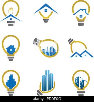 Electric immobiliare icona logo modello grafico Illustrazione Vettoriale