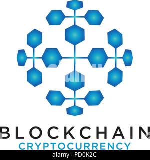 Illustrazione di blockchain logo design template vector Illustrazione Vettoriale