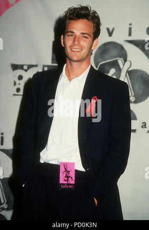 BURBANK, CA - 5 giugno: Attore Luke Perry assiste la prima relazione annuale di MTV Movie Awards il 5 giugno 1992 presso il Walt Disney Studios di Burbank, in California. Foto di Barry re/Alamy Stock Photo Foto Stock