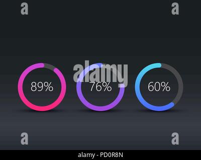 I grafici a torta infografico, modello di flusso di lavoro, web design, elementi di interfaccia utente. EPS vettoriali 10 Illustrazione Vettoriale