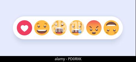 Abstract Set di emoticon. Piatto Emoji icone di stile su sfondo bianco. EPS vettoriali 10 Illustrazione Vettoriale