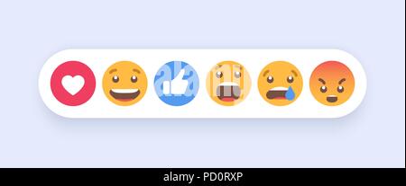 Abstract Set di emoticon. Piatto Emoji icone di stile su sfondo bianco. EPS vettoriali 10 Illustrazione Vettoriale