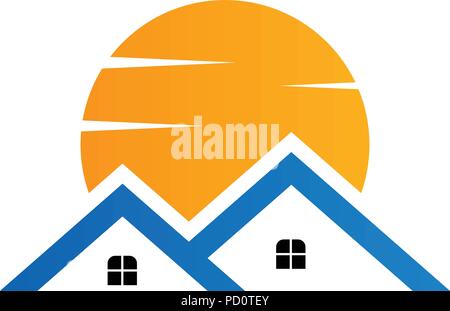 Sunny real estate logo design template vector Illustrazione Vettoriale