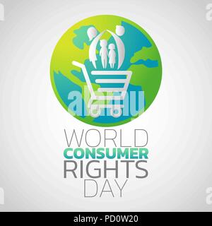 Il mondo dei diritti del consumatore giorno icona logo design, illustrazione vettoriale Illustrazione Vettoriale