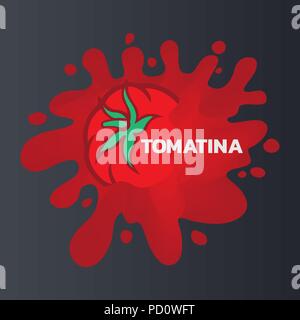 La Tomatina icona logo, Battaglia di pomodoro Illustrazione Vettoriale