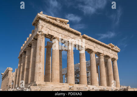 Le colonne del Partenone tempio di Acropoli di Atene. Foto Stock