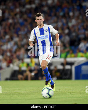 Brighton UK 3 agosto 2018 - Pascal Gross of Brighton durante la partita di calcio pre-stagione tra Brighton e Hove Albion e Nantes all'American Express Community Stadium - solo per uso editoriale Foto Stock