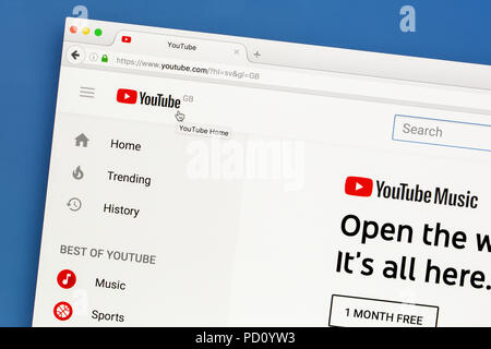 Sito Web di YouTube Foto Stock