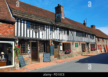 Il George Inn pub in High Street, Alfriston, West Sussex, in Inghilterra, Regno Unito Foto Stock