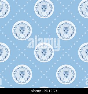 Acquerello seamlessl vintage pattern con cerbiatti. Disegnata a mano baby deer sfondo Foto Stock