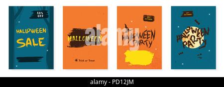Set di poster di Halloween. Modello per la vacanza la vendita e volantini di partito design. Illustrazione Vettoriale. Illustrazione Vettoriale