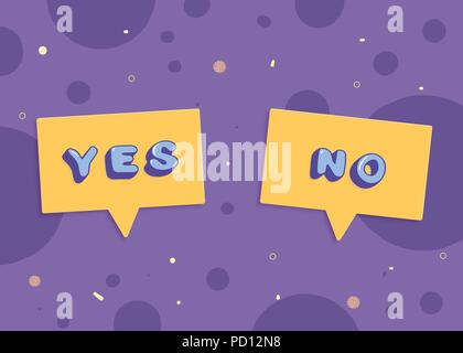 Sì e No banner. Gli adesivi con caratteri scritti a mano e fumetti. Elemento per il graphic design - poster, volantini, brochure, scheda, tag, badge. Vec Illustrazione Vettoriale