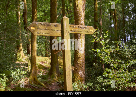 Percorso a piedi segno, Parco Nazionale del Distretto dei Laghi, Cumbria, Inghilterra, Gran Bretagna Foto Stock