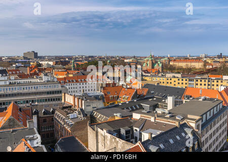 Copenhagen vista aerea dello skyline della città dalla torre rotonda, Copenhagen DANIMARCA Foto Stock