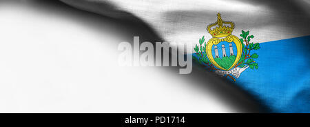La Repubblica di San Marino sventola bandiera su sfondo bianco Foto Stock