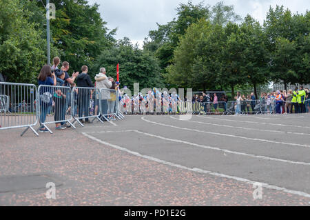 Glasgow, Scotland, Regno Unito. 5 agosto 2018. Donne ciclismo su strada presso la Glasgow 2018 Campionati Europei. La 130 km di gara coperta 9 giri intorno alla città di partenza e di arrivo a Glasgow Green. È stato vinto dall'Italia di Marta Bastianelli con un tempo di 3:28:15 . Credito: Berretto Alamy/Live News Foto Stock