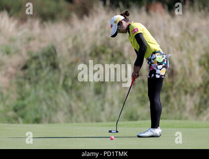 Thailandia del Pornanong Phatlum durante il giorno quattro di Ricoh donna British Open al Royal Lytham & St Annes Golf Club. Foto Stock