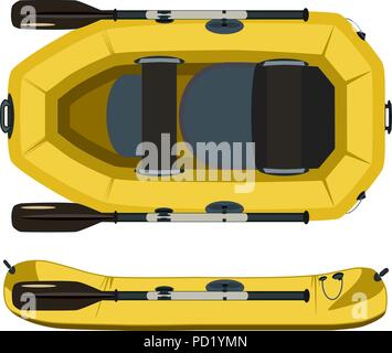 Rafting boat vettore illustrazione piatta Illustrazione Vettoriale