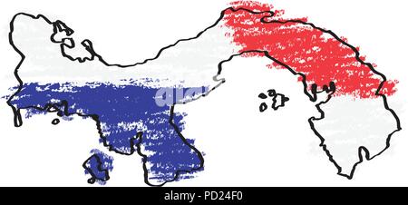 Schizzo di una mappa di Panama Illustrazione Vettoriale