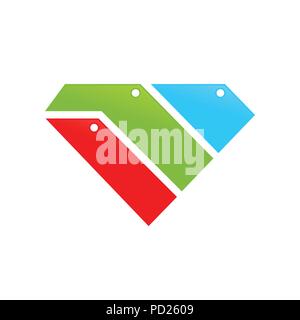 A forma di diamante di file e cartella Vettore di stack simbolo Logo grafico del modello di progettazione Illustrazione Vettoriale
