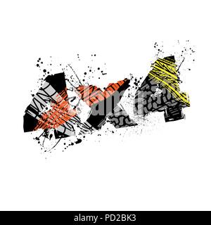 Pneumatico via grunge nero 4x4 con pneumatici sagome differenti colori Illustrazione Vettoriale