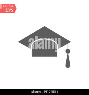 Graduazione hat icona vettore isolato su sfondo bianco Illustrazione Vettoriale