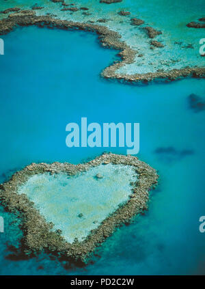 Riprese aeree del cuore Reef nel Whitesundays Foto Stock