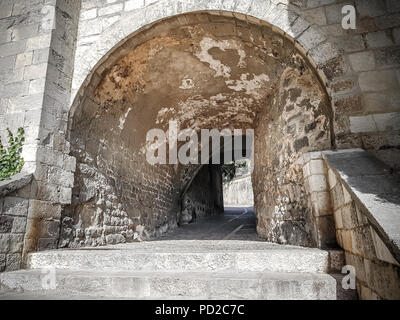 Il quartiere medievale di Girona, Spagna Foto Stock